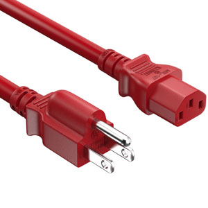 Red 5-15P to C13 Power Cable