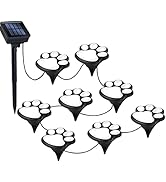 Paw Print Solar Lights – Solar String Lights Outdoor Waterproof LED (Set of 8), Dog Cat Decorativ...