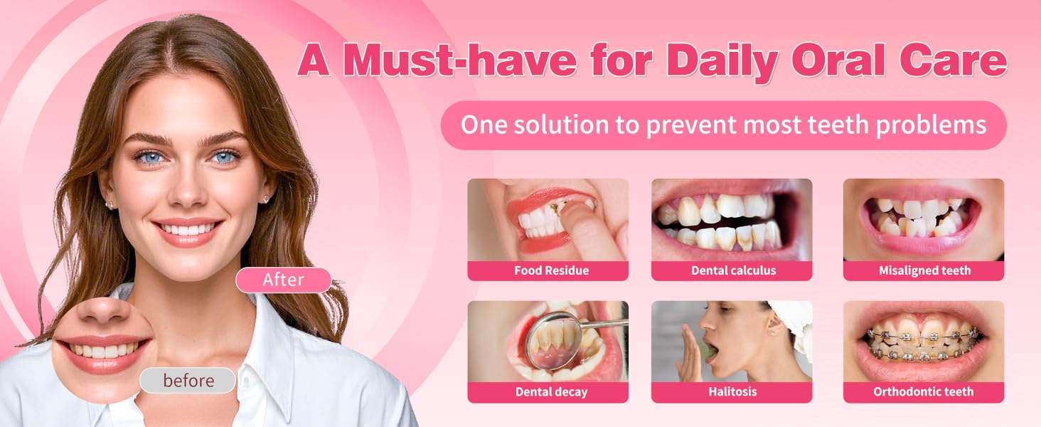 Pink water dental flosser pick teeth cordlss portable Hilo dental con agua recoge los dientes