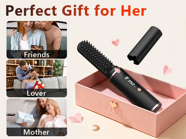 Cordless Hair Straightener Brush, Portable 4500mAh Rechargeable Straightening Comb, MCH Fast Heat