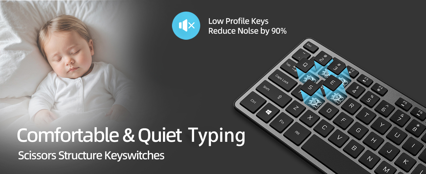 Typewriter Keyboard low profile full size quiet ultra slim silent wired usb flat chocolate keys