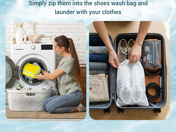 shoe washing bag for storage