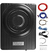 Yaeccc 10 Inch Under Seat Woofer Black Slim Under Seat Car Active Sub Woofer Bass Aluminium Alloy...