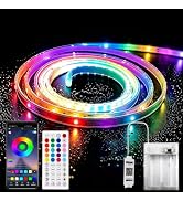 XINGZHI Waterproof Battery Powered 6.6ft RGB LED Strip Lights, with 44-Key Remote and APP Control...