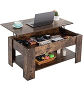FDW Lift Top Coffee Table with Hidden Compartment and Storage Shelf Wooden Lift Tabletop for Home...