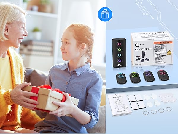 Esky Ultra Slim Key Finder, TV Remote Finders Locator with 80dB Sound 6 Receivers Wallet Trackers
