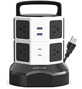 Tower Surge Protector Power Strip, JACKYLED Extension Cord with Multiple Outlets, 8 Outlets 4 USB...