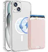 Ntwinro Magnetic for iPhone 13 &amp; iPhone 14 Clear Case (Compatible with MagSafe) with Pink Detacha...