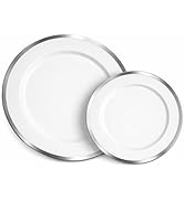 Lillian Tablesettings Magnificence 32-Piece Silver Rim Plastic Plates Set, Heavyweight Disposable...