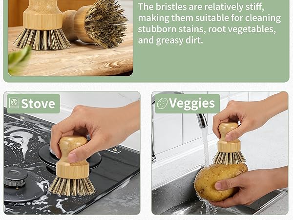 bamboo dish brush with natural materials