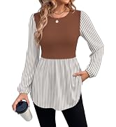 WIHOLL Women's Long Sleeve Tunic Tops Crew Neck Babydoll Peplum Blouses Fall Fashion 2026