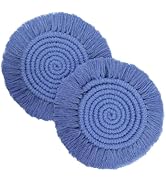 Coasters for Drinks Absorbent, Boho Coasters for Table, Farmhouse Macrame Drink Coaster Set for K...