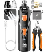 Dog Nail Grinder with 2 LED Lights Powerful 2 Speeds Super Quiet Dog Nail Trimmers with 3 Grindin...