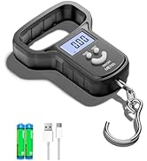 MEIYA Fish Scale/Fishing Scale: Dual Power (Battery/Rechargeable), Extra Wide Handle, Backlit LCD...