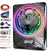 WDiYA 1600W 10" Ultra-Thin Under-Seat Car Subwoofer with Built-in D-Class Amplifier, LED Ambient ...