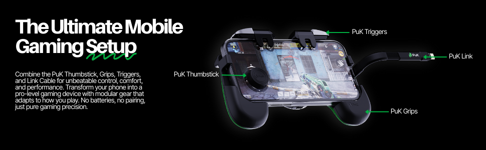 mobile phone ios android game gaming thumbstick grip trigger puk cod pubg cable link controller