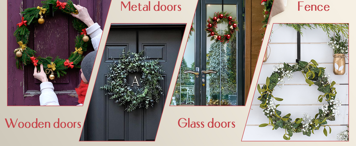 12 in Wreath Hanger Black Wreath Hangers for Front Door Christmas Wreaths Holder Halloween Easter