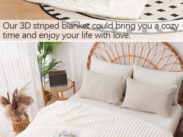 cream striped blanket