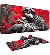 Large Extended Gaming Mouse Pad - Military Soldier Design, Soft Fabric Desk Mat with Non-Slip Rub...