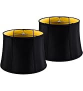 GOSO Black Lamp Shades Set of 2 Large Drum Lampshades -12x14x10 inch (Spider) Foldable Lamp Shade...