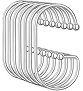 OEH Shower Curtain Hooks, 12 Pcs Shower Curtain Rings, Durable G Shape Silver Shower Curtain Hook...
