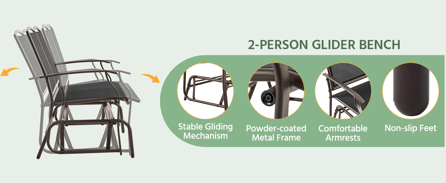2-Person Outdoor Patio Swing Glider