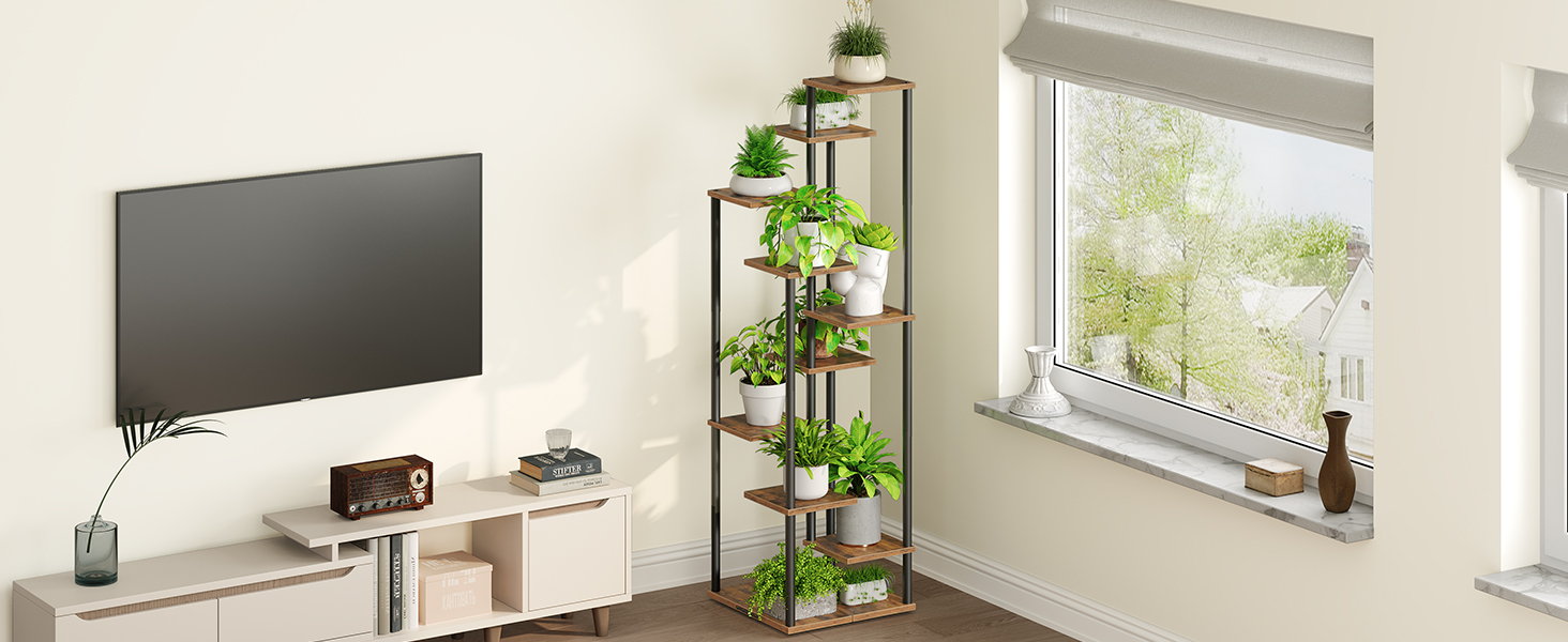 Place a plant stand next to the TV for decoration