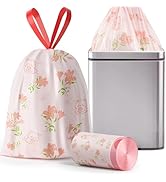 13 Gallon Trash Bags with Lily Printed &amp; Drawstring, Tear-Resistant Tall Kitchen Garbage Bags, Ex...