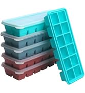 Ice Cube Trays with Lid, 6 Packs 72 Cubes Durable Stackable Flexible Silicone Ice Cube Trays for ...