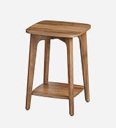 VASAGLE Side Table, Small Square End Table with Lower Shelf, Nightstand for Small Spaces, Living ...