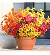 Waipfaru Artificial Flowers for Outdoors Faux Plants, UV Resistant Artificial Outdoor Flowers, Si...