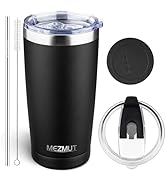 MEZMUT 20oz Tumbler Coffee Travel Mug with Daul Lid and Straw, Stainless Steel Double Wall Vacuum...