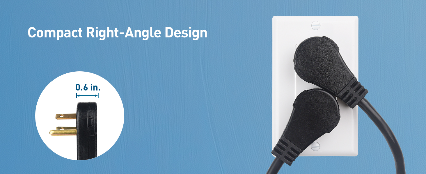 360° Rotating Flat Plug Short Extension Cord