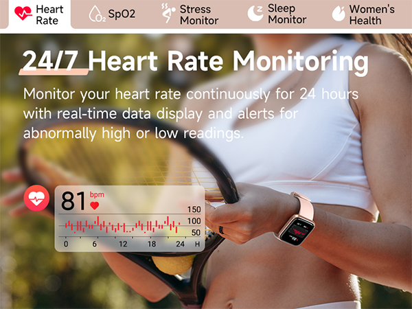 Smartwatch with Bluetooth Calls, Heart Rate/Sleep/SpO2 Monitor, IP68 Waterproof Fitness Tracker