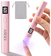 AIRSEE Mini Handheld UV Light with Storage Bag &amp; LCD Display,Cordless Nail Lamps,2 Timers for Fas...