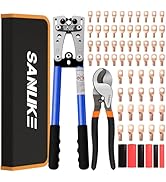 Sanuke Battery Cable Lug Crimping Tool Kit with Cable Cutter 60pcs Ring Terminals 60pcs Heat Shri...