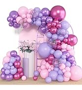 Amandir 153pcs Pink Purple Balloon Garland Arch Kit, Different Sizes 18 12 10 5 inch Pink Purple ...