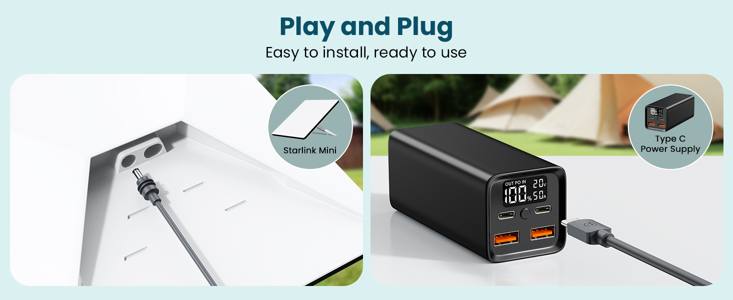Starlink Mini Cable 10FT, USB-C to DC Power Cable 20AWG