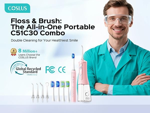 Electric Toothbrush with Water Flosser Combo