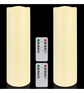 Warmhere 2 Pack Extra Large Outdoor Candles with Timer Waterproof, 14" x 4" Flickering Flameless ...