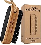 Wooden Cleaning Finger Nail Brush with Nylon Charcoal Bristles &amp; Hanging Rope - Emery Surface &amp; F...
