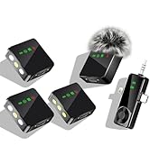 Gicorino 3-in-1 Wireless Lavalier Microphone for iPhone, Android, Cameras - Mini Microphone with ...