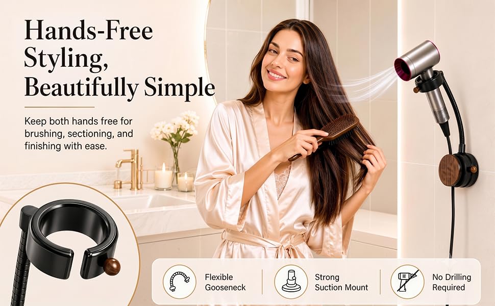 Hands-free hair dryer holder for easy styling