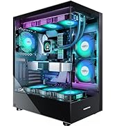 MUSETEX PC CASE ATX 6 PWM ARGB Fans Pre-Installed, Type-C Mid Tower Computer Case with Full-View ...
