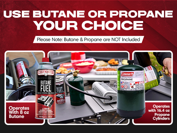 Grill Boss Dual Fuel Portable Stove, Dual Fuel Butane &amp; Propane Stoves