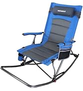 WKFAMOUT Oversized Folding Rocking Camping Chair with Footrest Removable Pillow Portable Outdoor ...