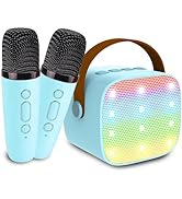 Kids Karaoke Machine, Portable Bluetooth Speaker with 2 Wireless Mics, Microphone Speaker Set wit...
