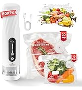 Compact Vacuum Sealer for Food (Vacuum Sealer Machine + 30 Reusable Vacuum Sealer Bags), Powerful...