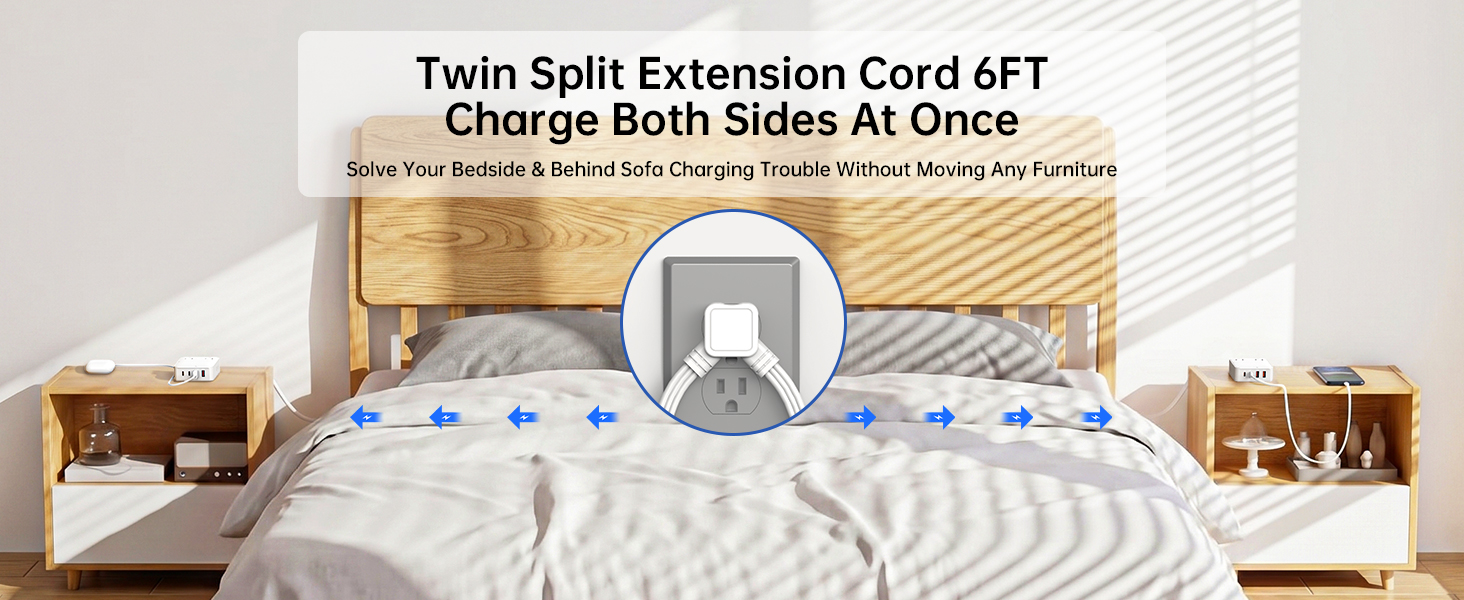 Twin Split Extension Cord 6FT