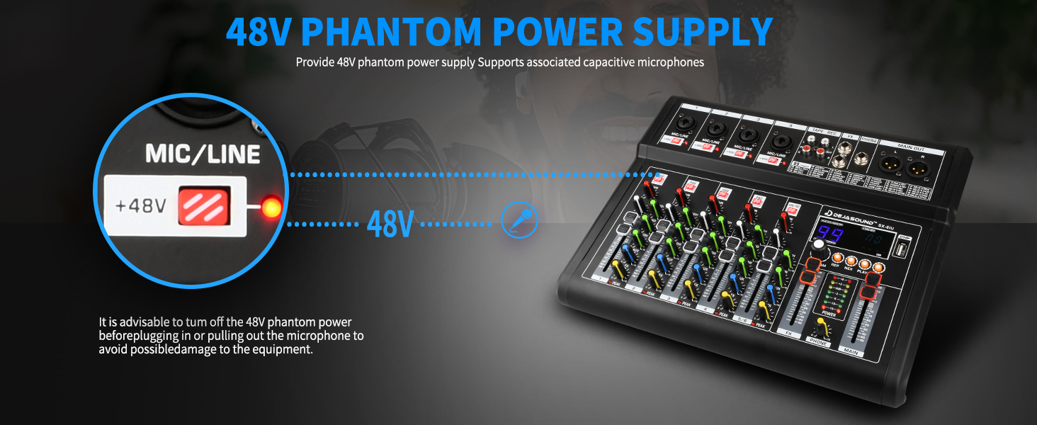 6 Channel Audio Mixer,Audio Mixer,Mixing Console